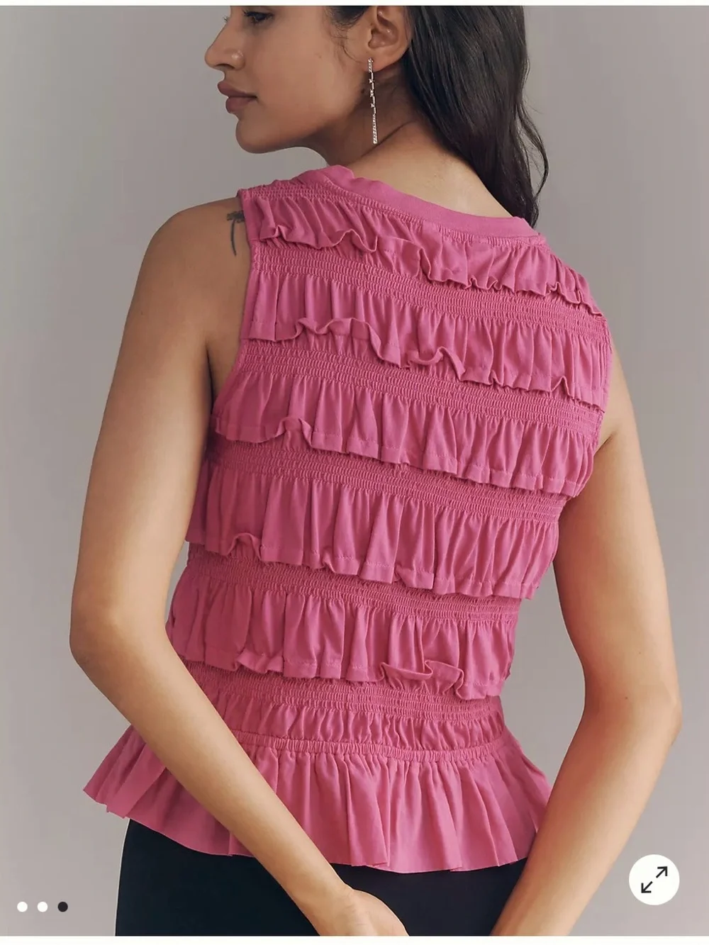 Maeve Ruffled Peplum Tank in Fuchsia Pink